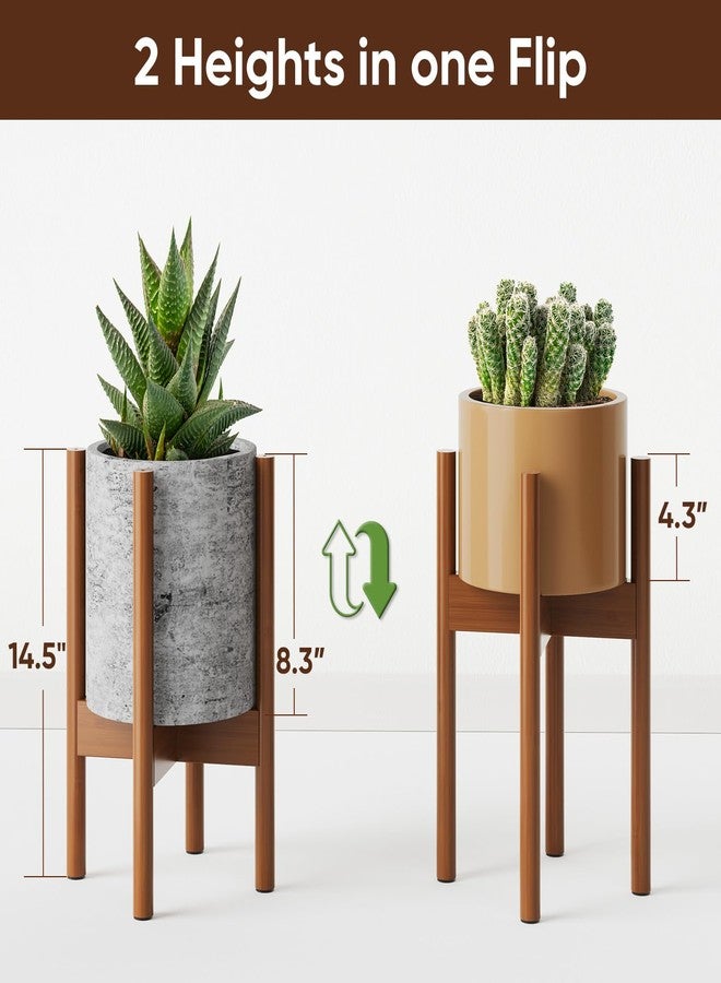 MUDEELA Plant Stand for Indoor Plants: Adjustable Width Fits 8–12 Inch Pots - Mid Century Modern Bamboo Plant Stand - 14.5 Inch Single Tier Small Floor Plant Holder, Dark Brown, 1 Pack (Without Pot) - Image 4